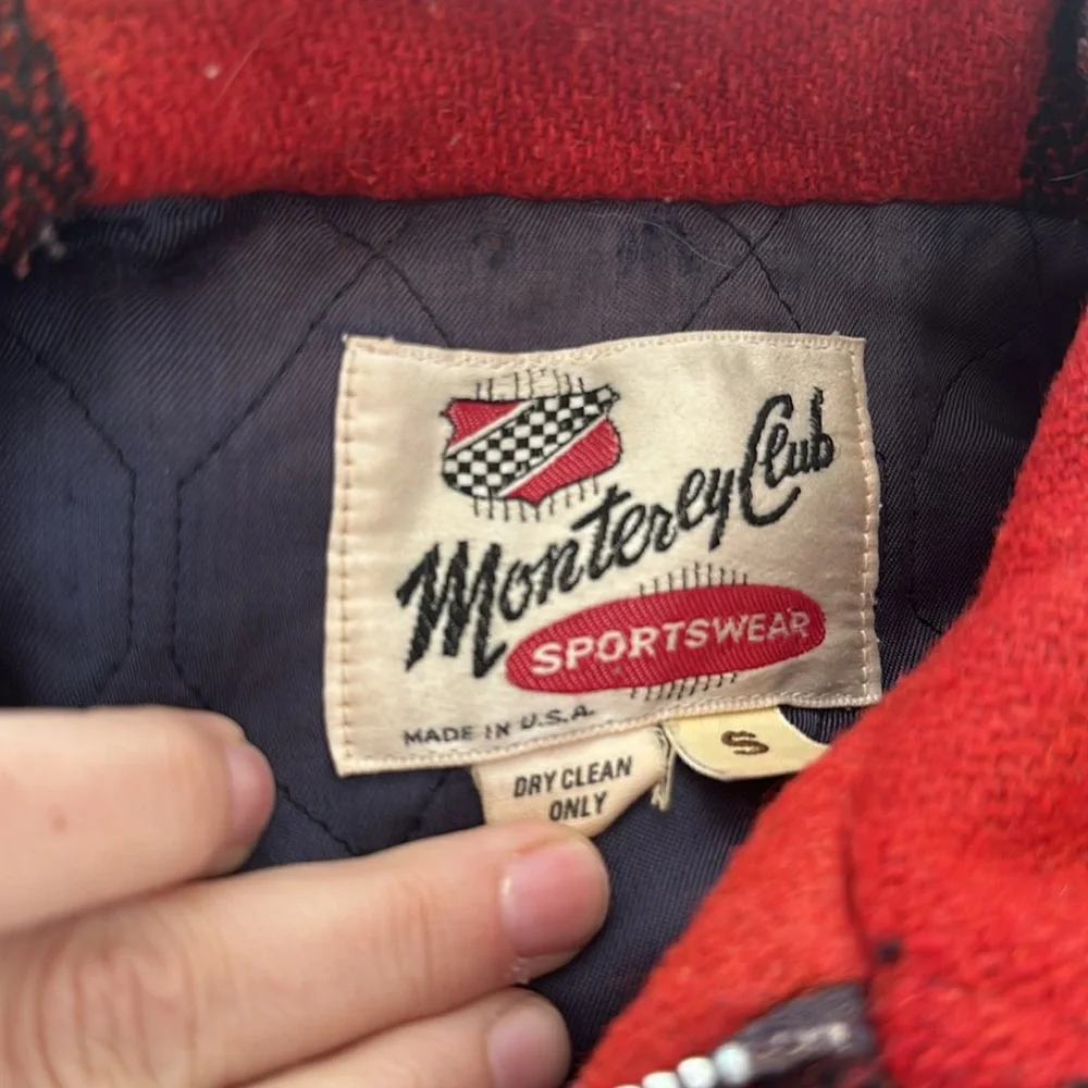 Vintage Monterey‎ Club Bomber Style Buffalo Plaid Wool Coat